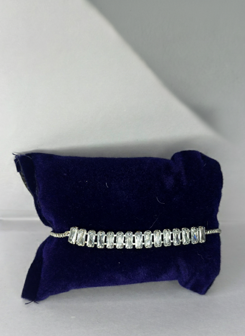 silver base stone bracelet