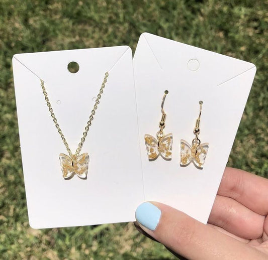 Golden Flight Butterfly Resin Jewelry Set