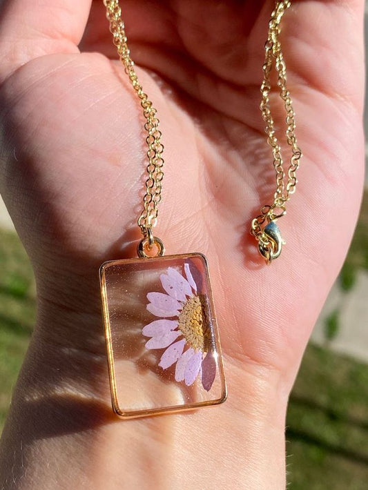 Amethyst Bloom Square Pendant