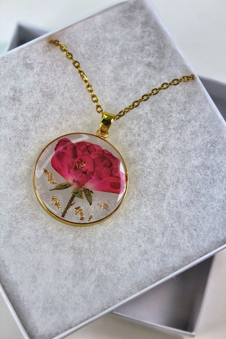 Crimson Heart Resin Sphere Necklace