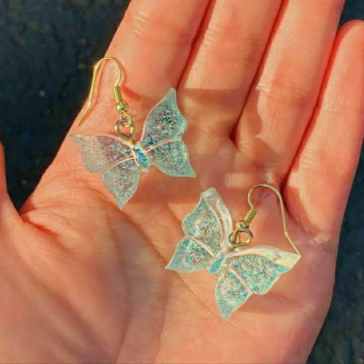 Golden Flight Resin Butterfly Earrings