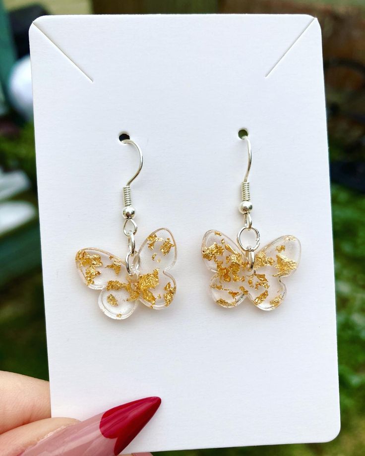 Golden Flight Resin Butterfly Earrings